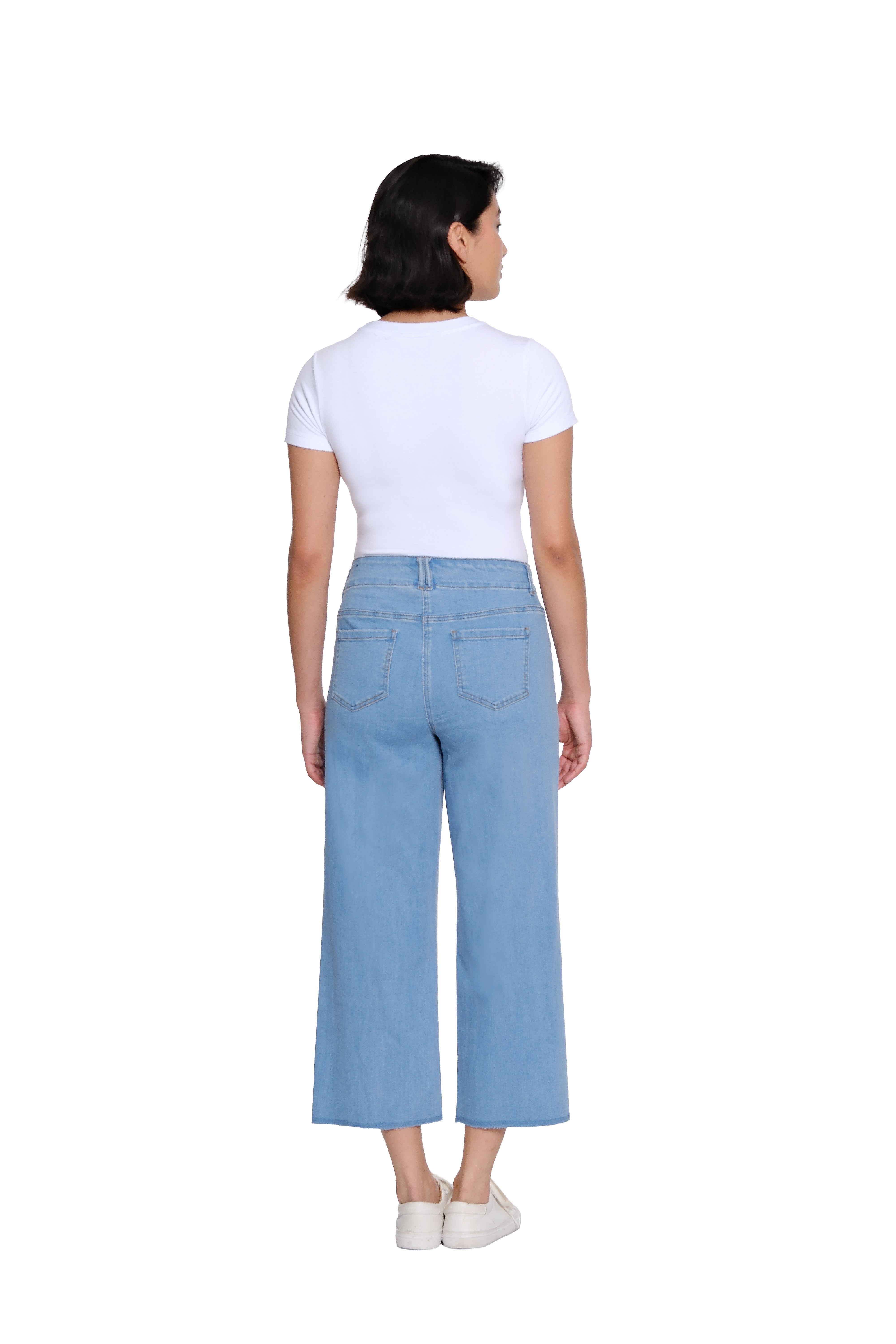 Stretch Denim Crop Pant with Double Belt Loops - Petite - Light Indigo