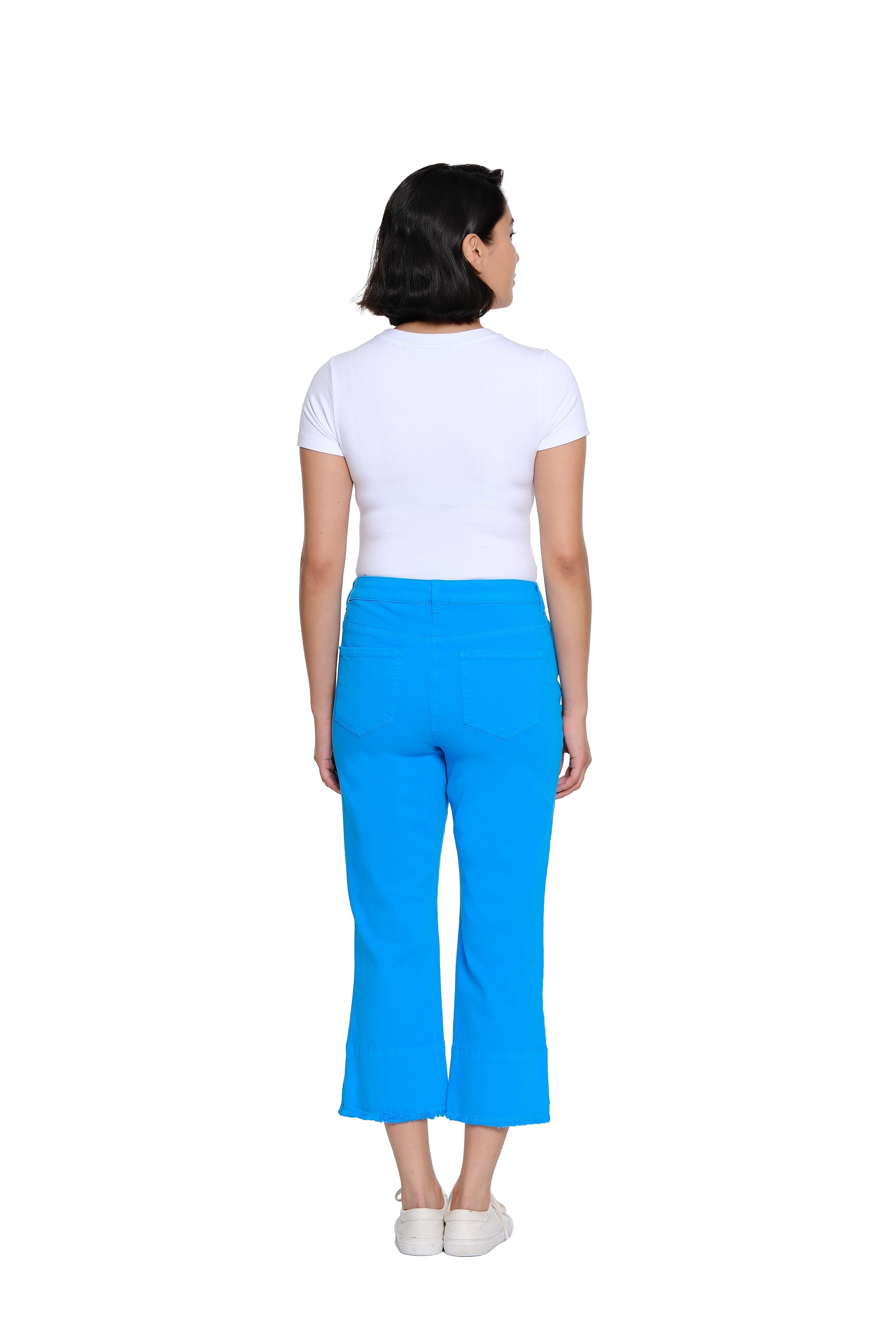 Garment-Dyed Stretch Denim Crop Pant - Bright Turquoise