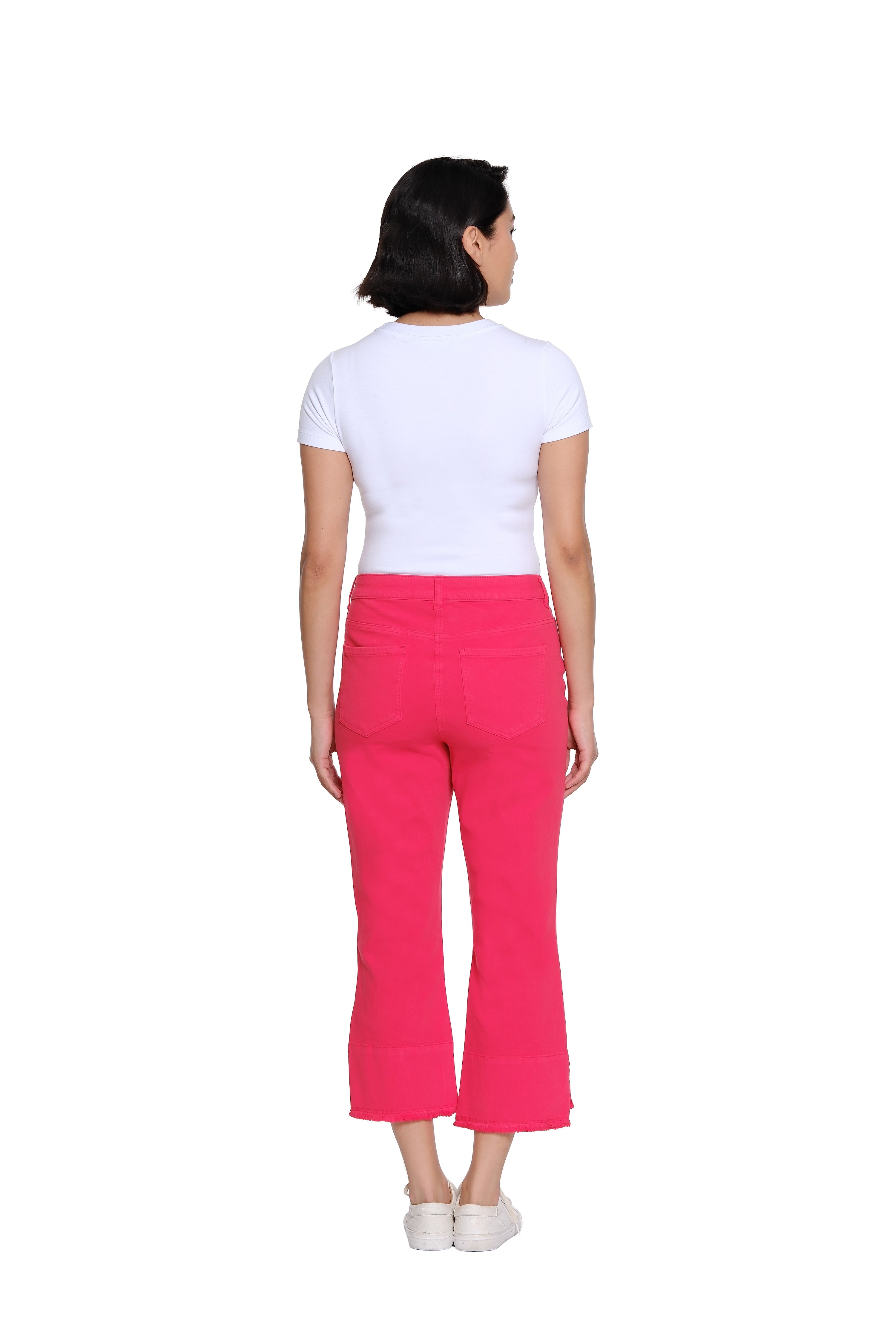 Garment-Dyed Stretch Denim Crop Pant - Fiery Red