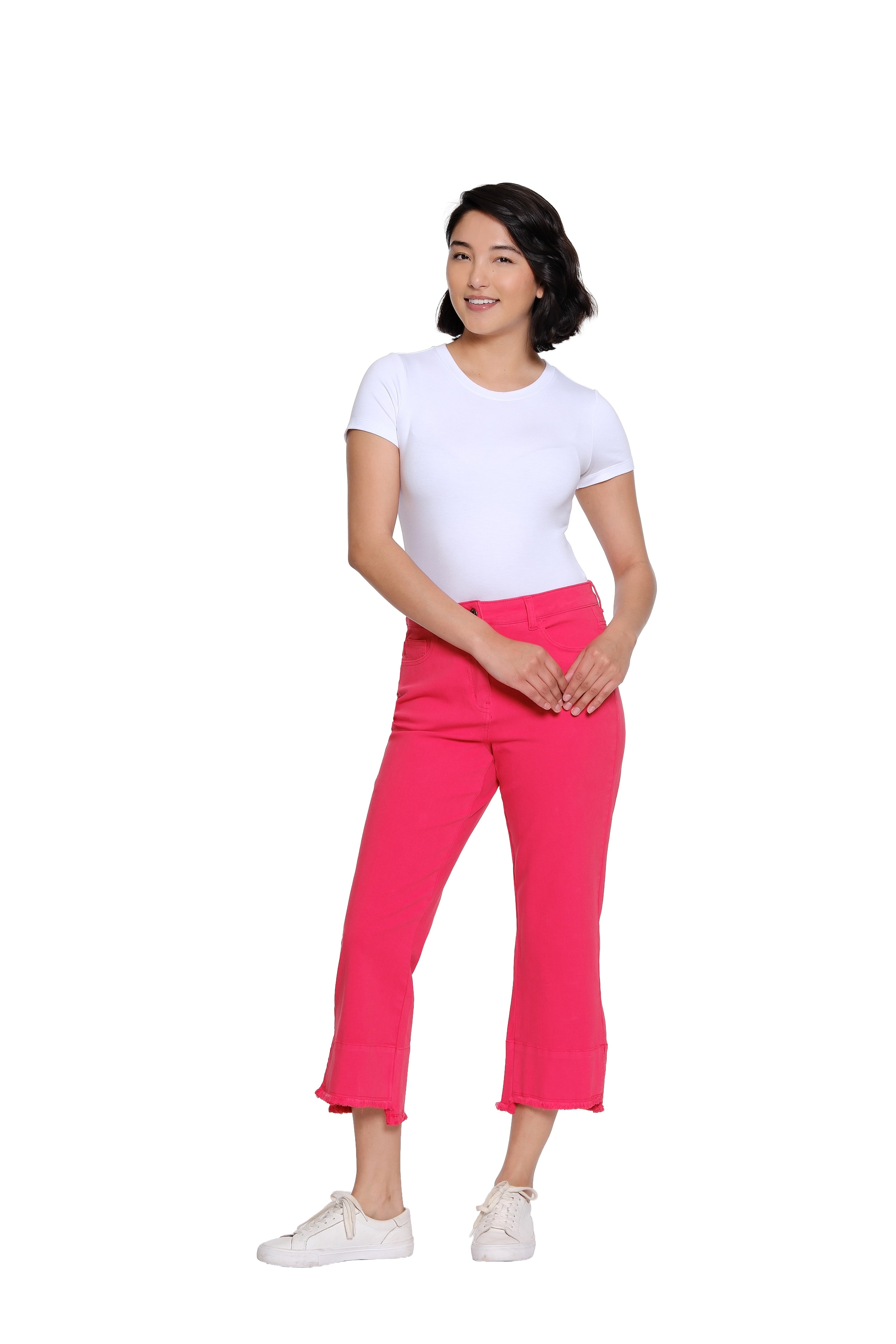 Garment-Dyed Stretch Denim Crop Pant - Fiery Red