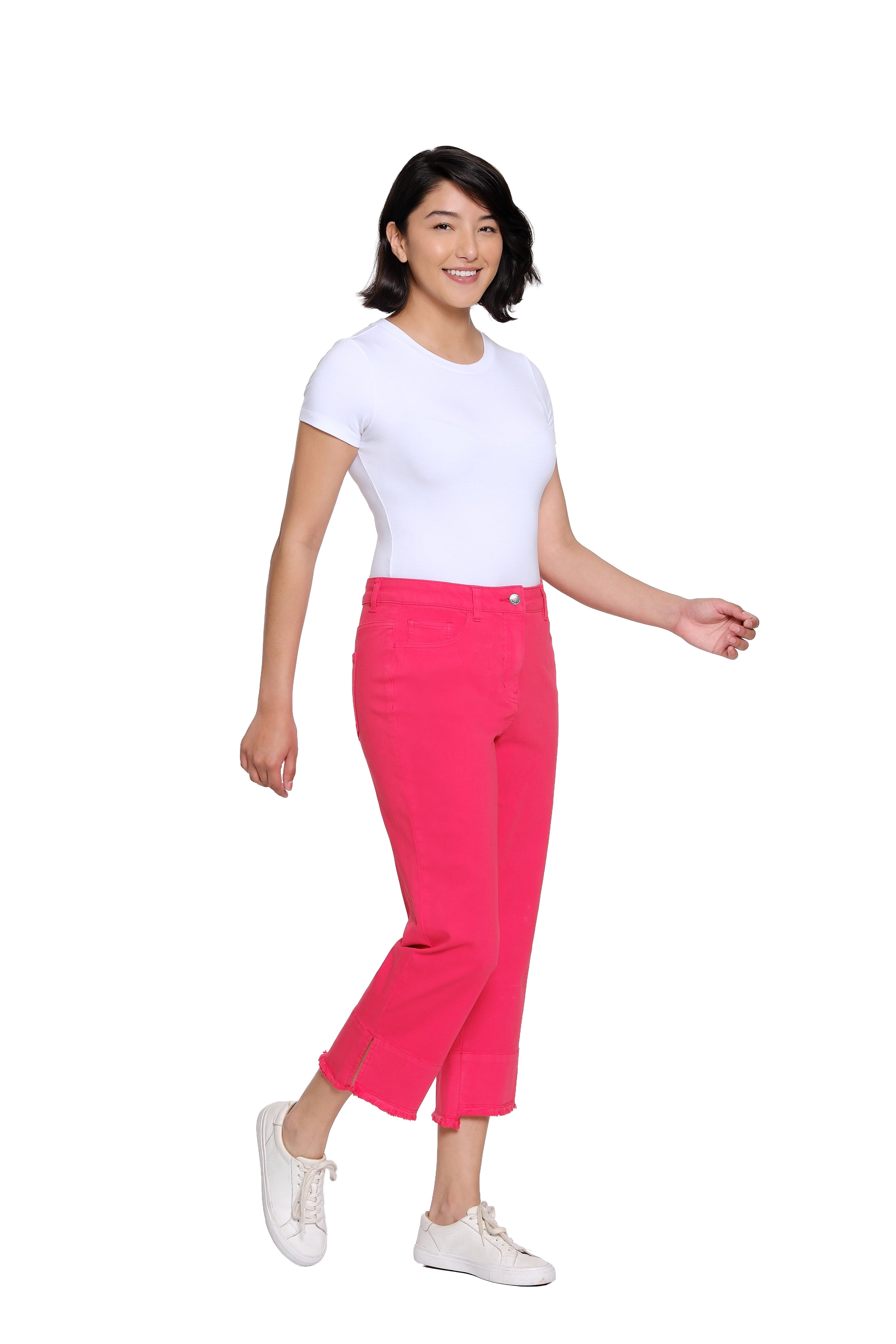 Garment-Dyed Stretch Denim Crop Pant - Fiery Red