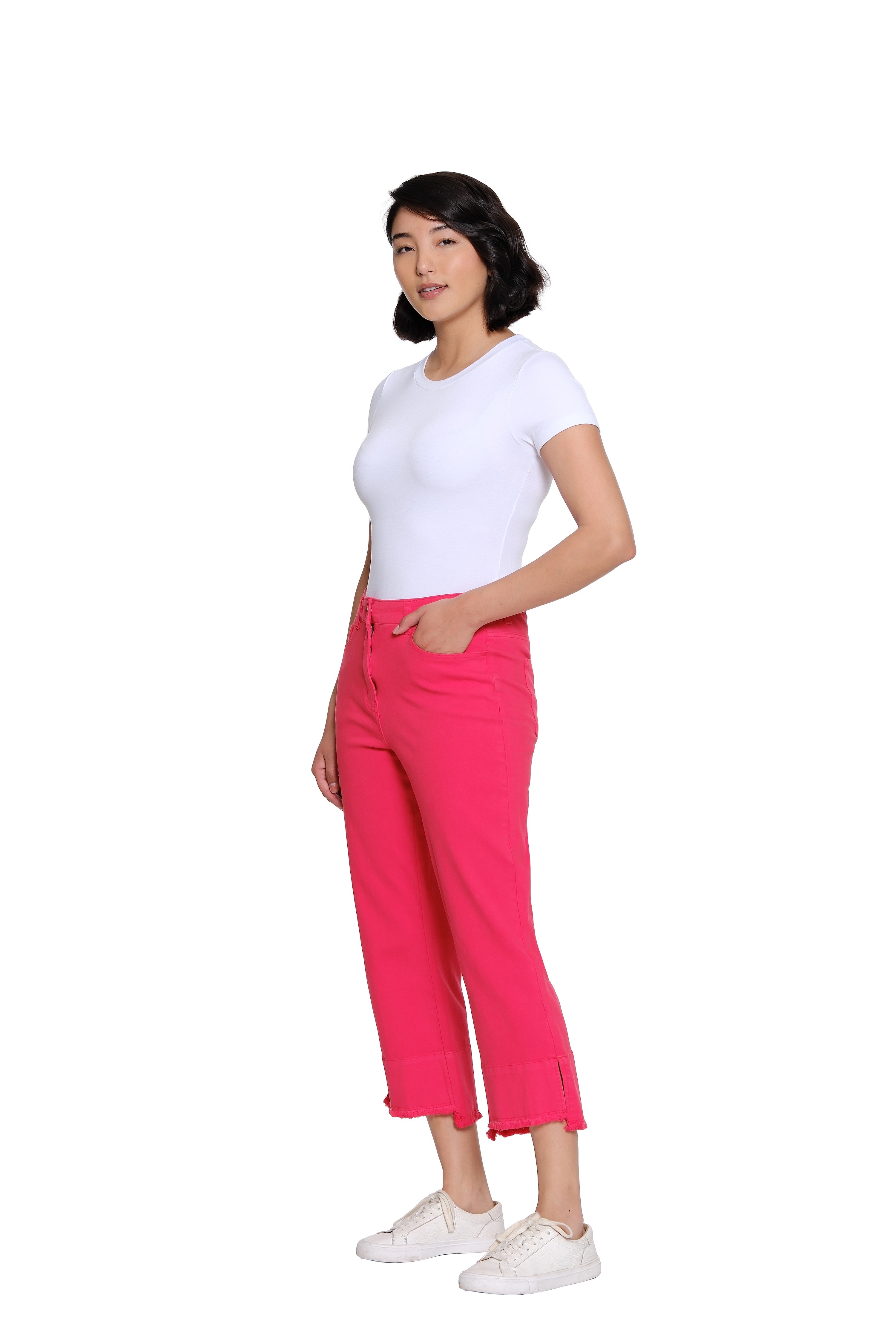 Garment-Dyed Stretch Denim Crop Pant - Fiery Red