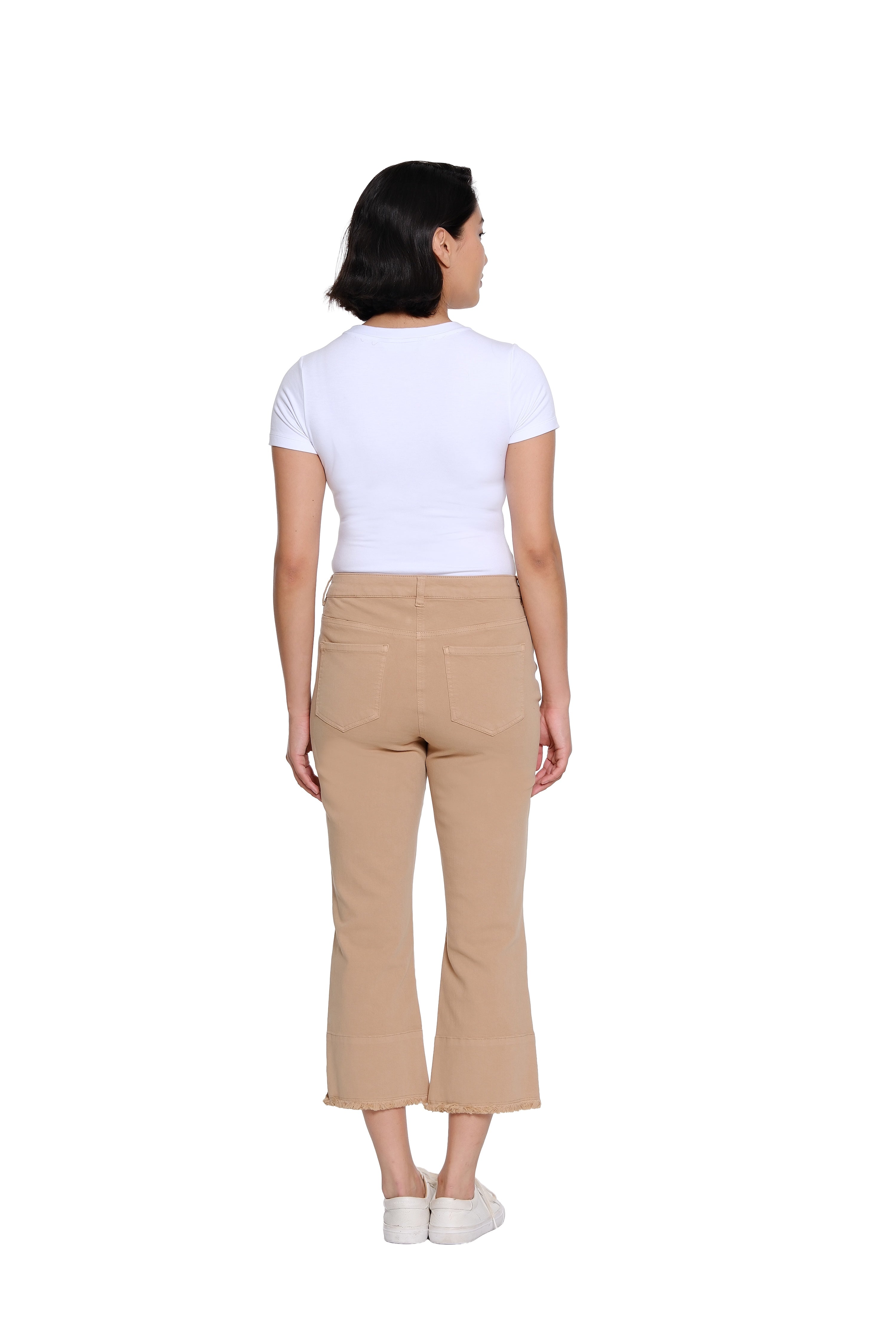 Garment-Dyed Stretch Denim Crop Pant - Khaki