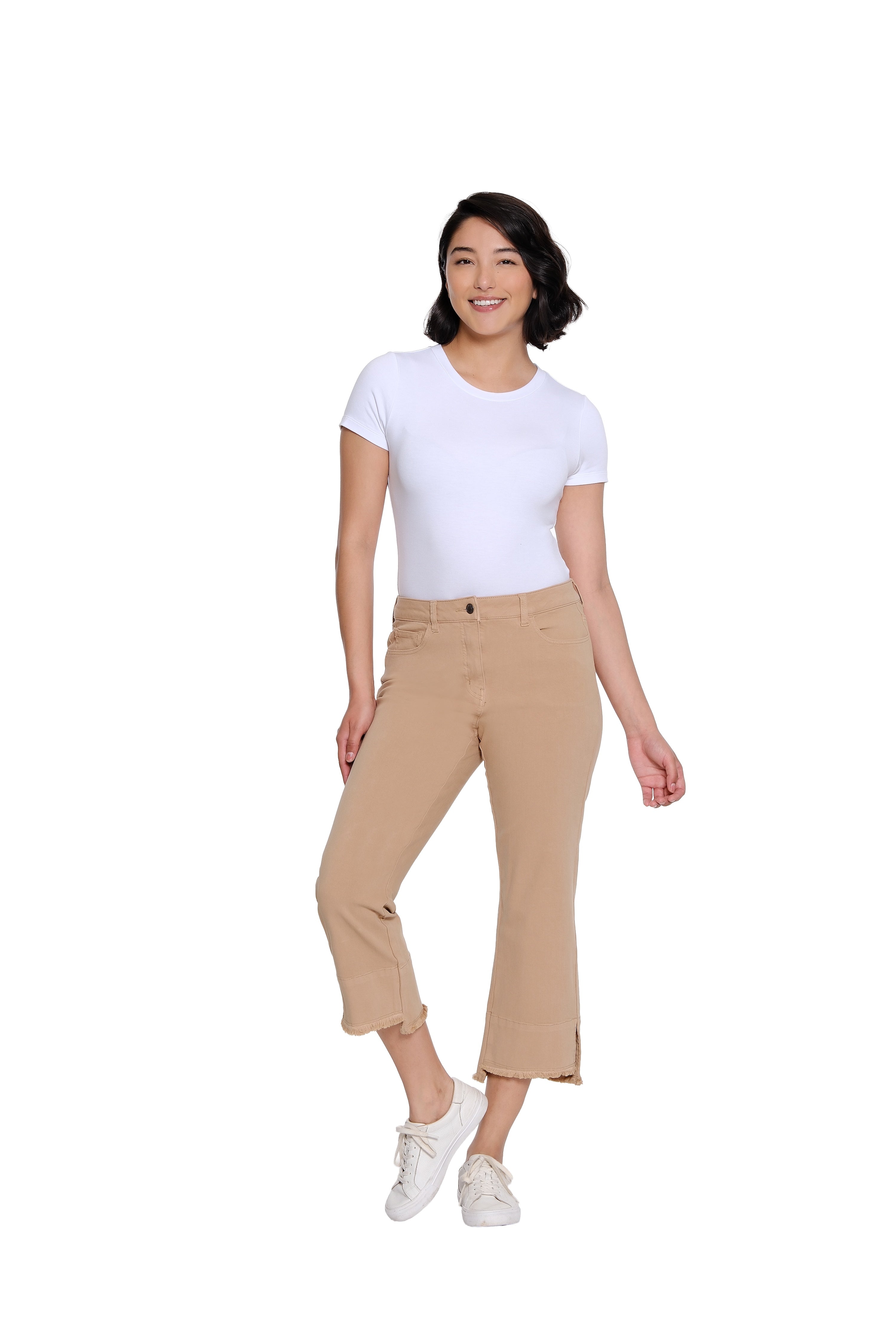 Garment-Dyed Stretch Denim Crop Pant - Khaki