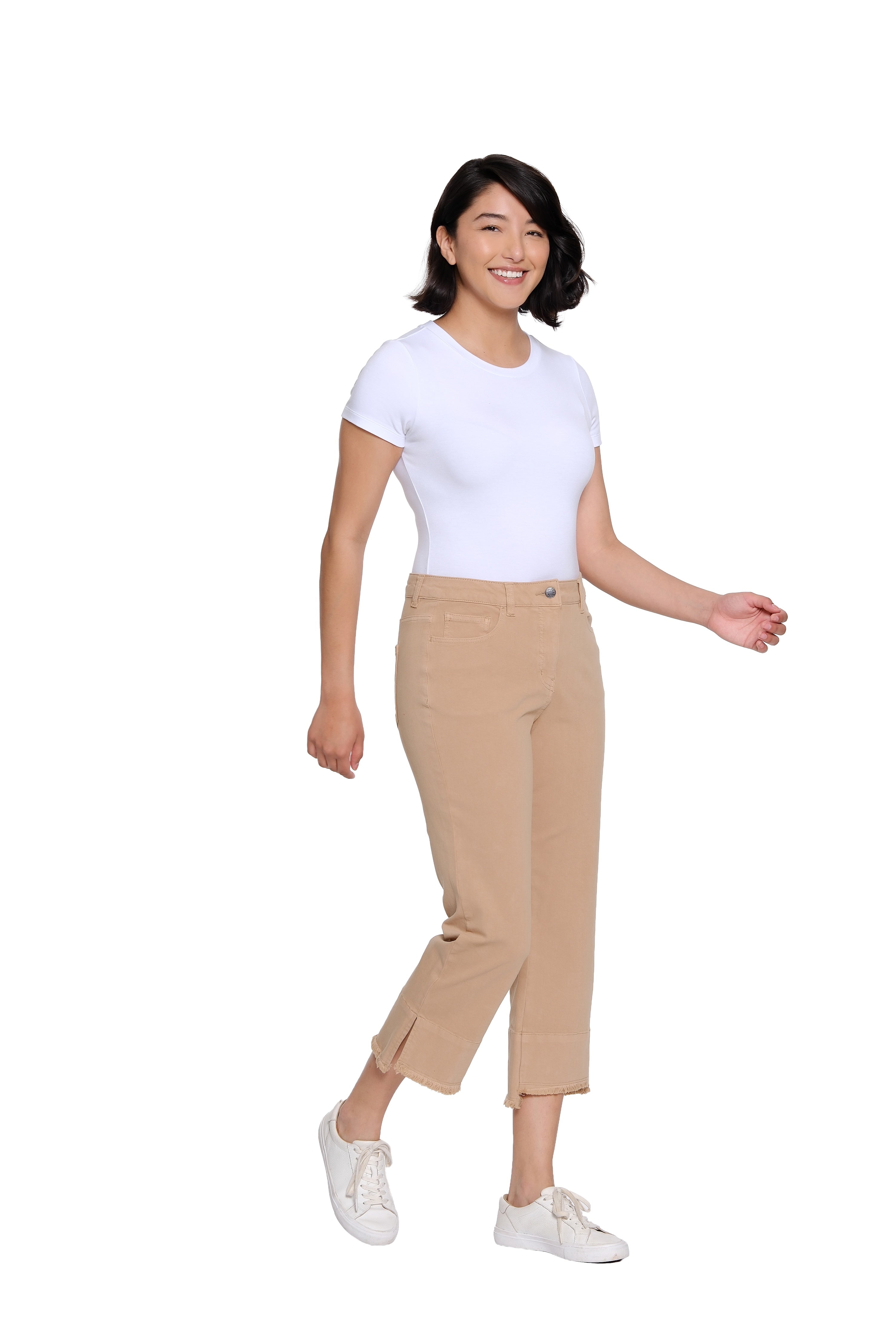 Garment-Dyed Stretch Denim Crop Pant - Khaki