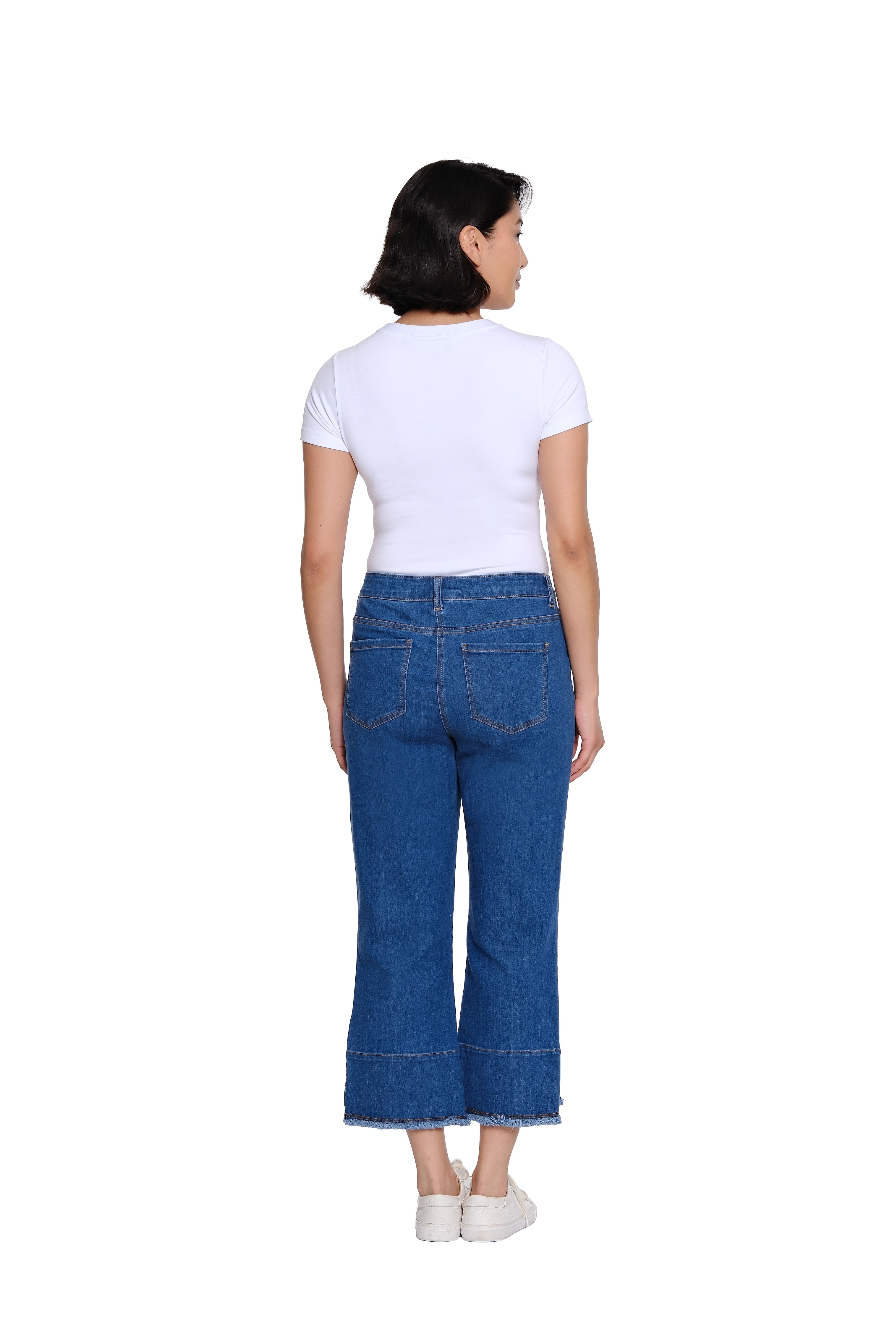 Garment-Dyed Stretch Denim Crop Pant - Medium Indigo