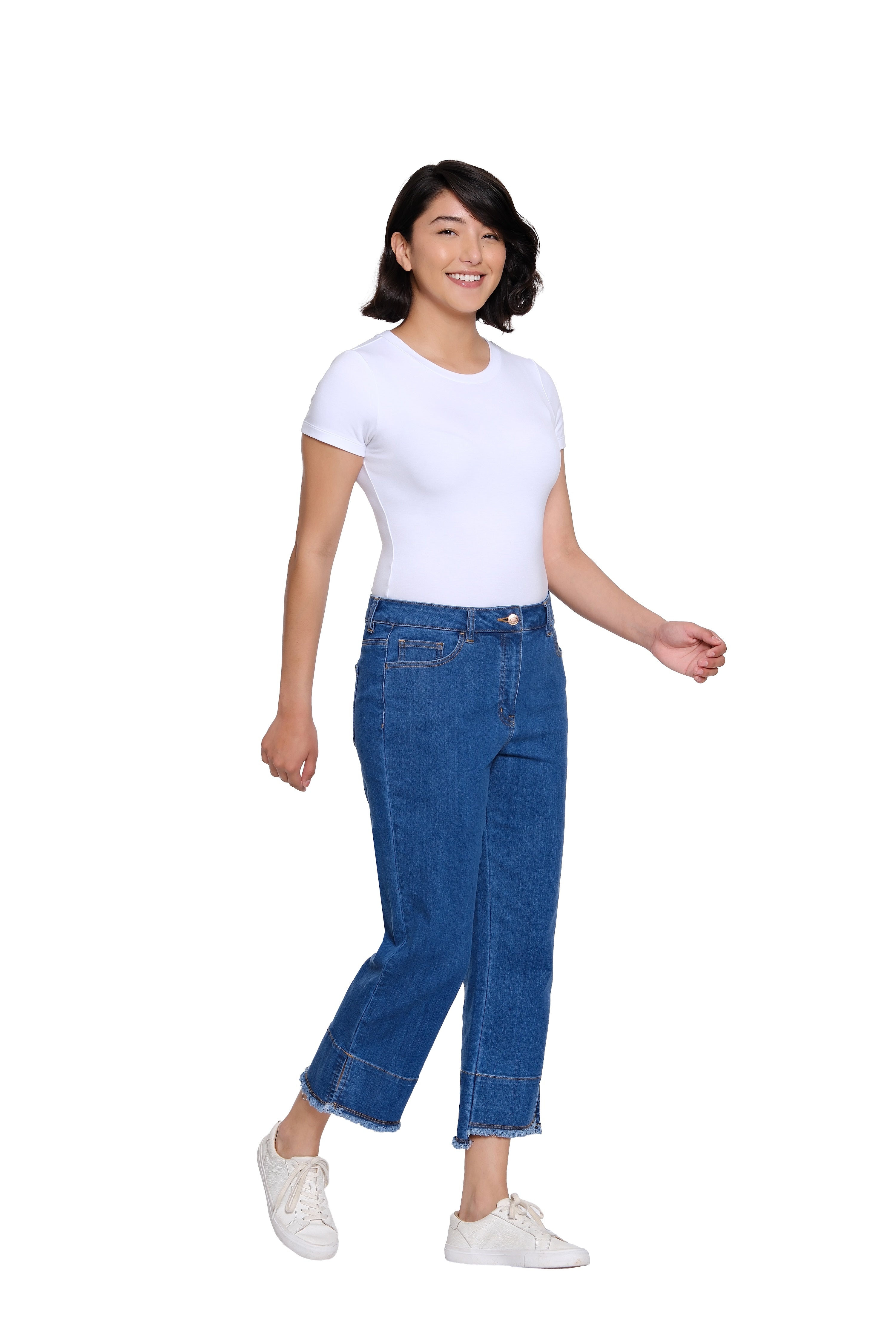 Garment-Dyed Stretch Denim Crop Pant - Medium Indigo