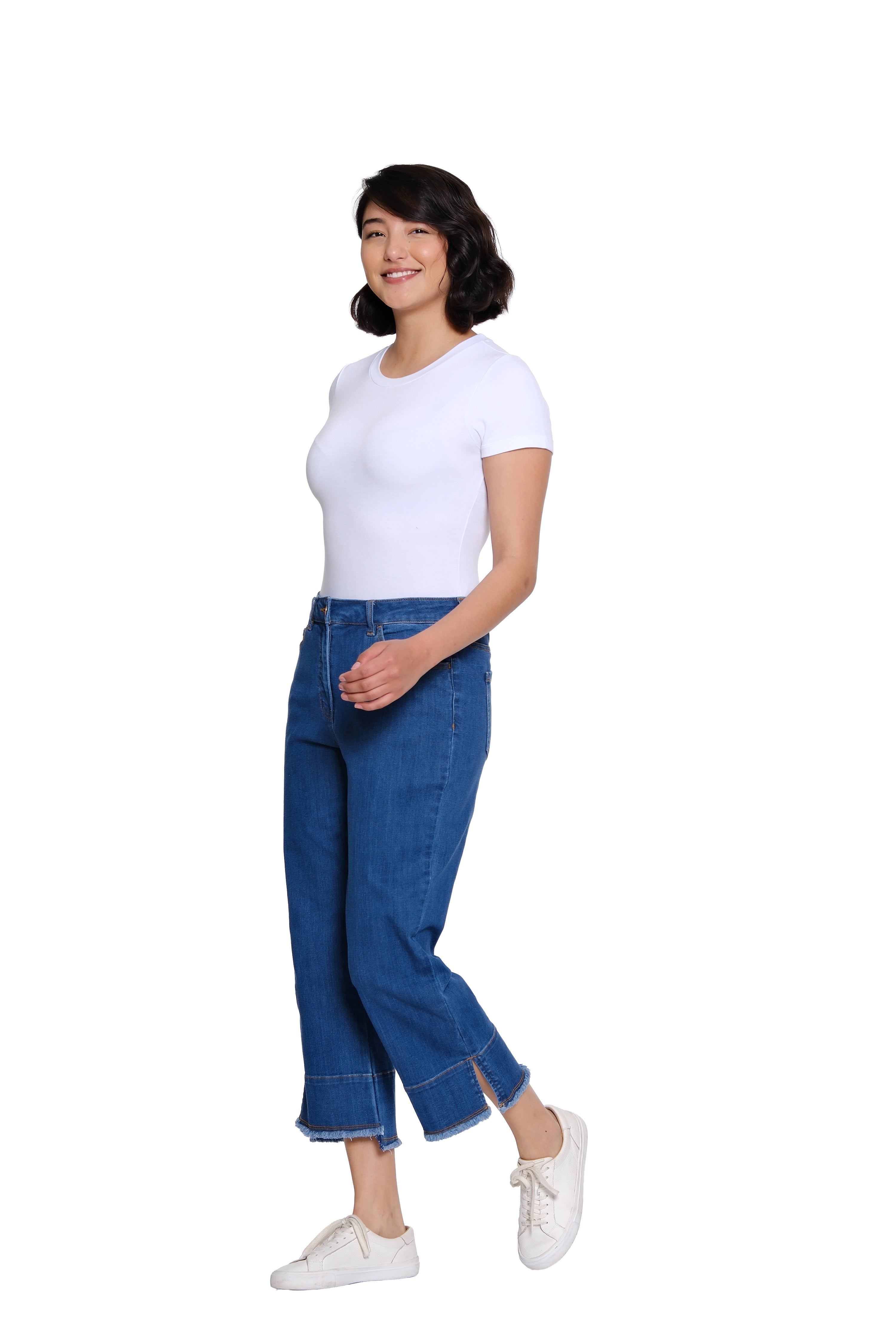 Garment-Dyed Stretch Denim Crop Pant - Medium Indigo