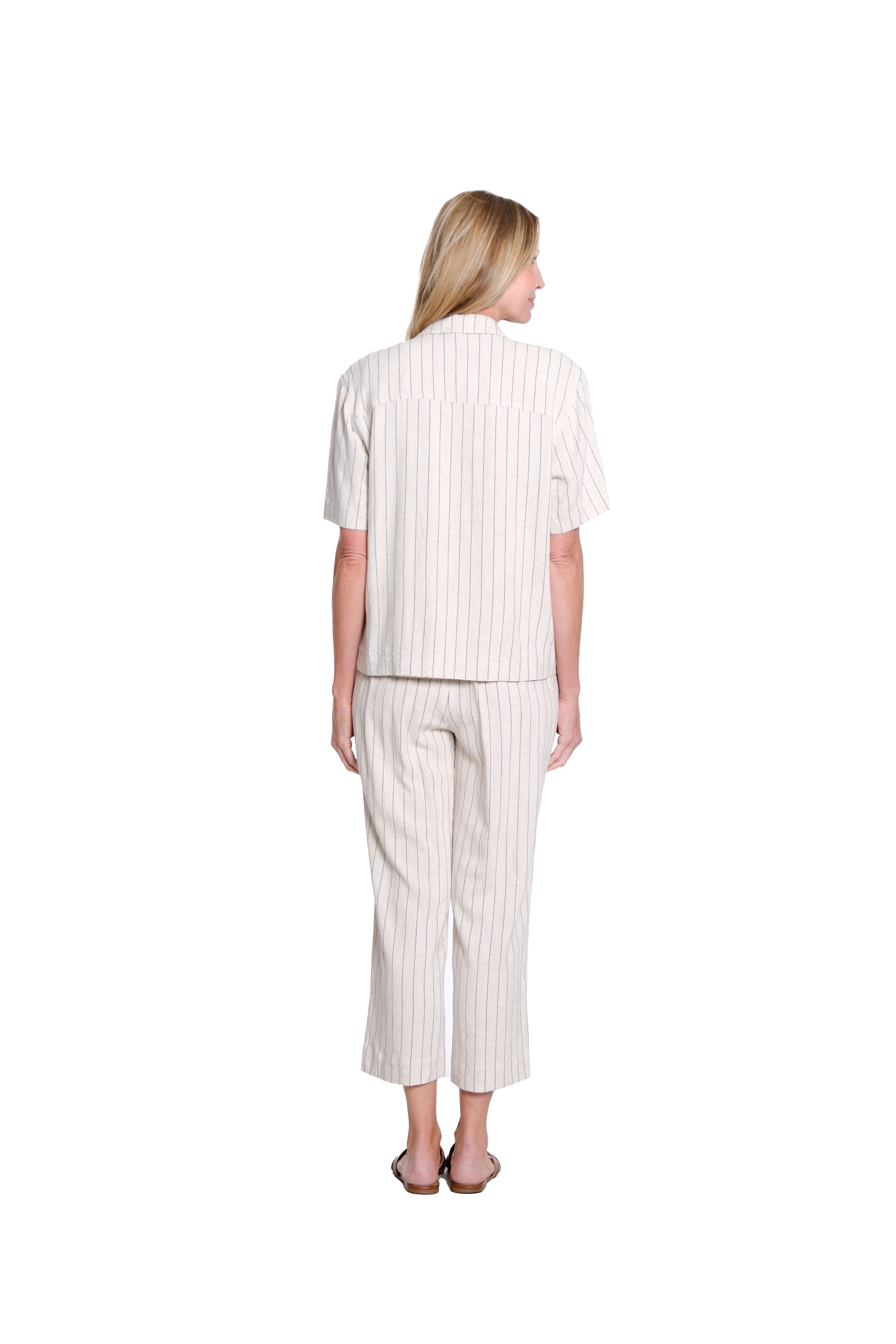 Stripe Textured Slub Woven Jacket - Flax