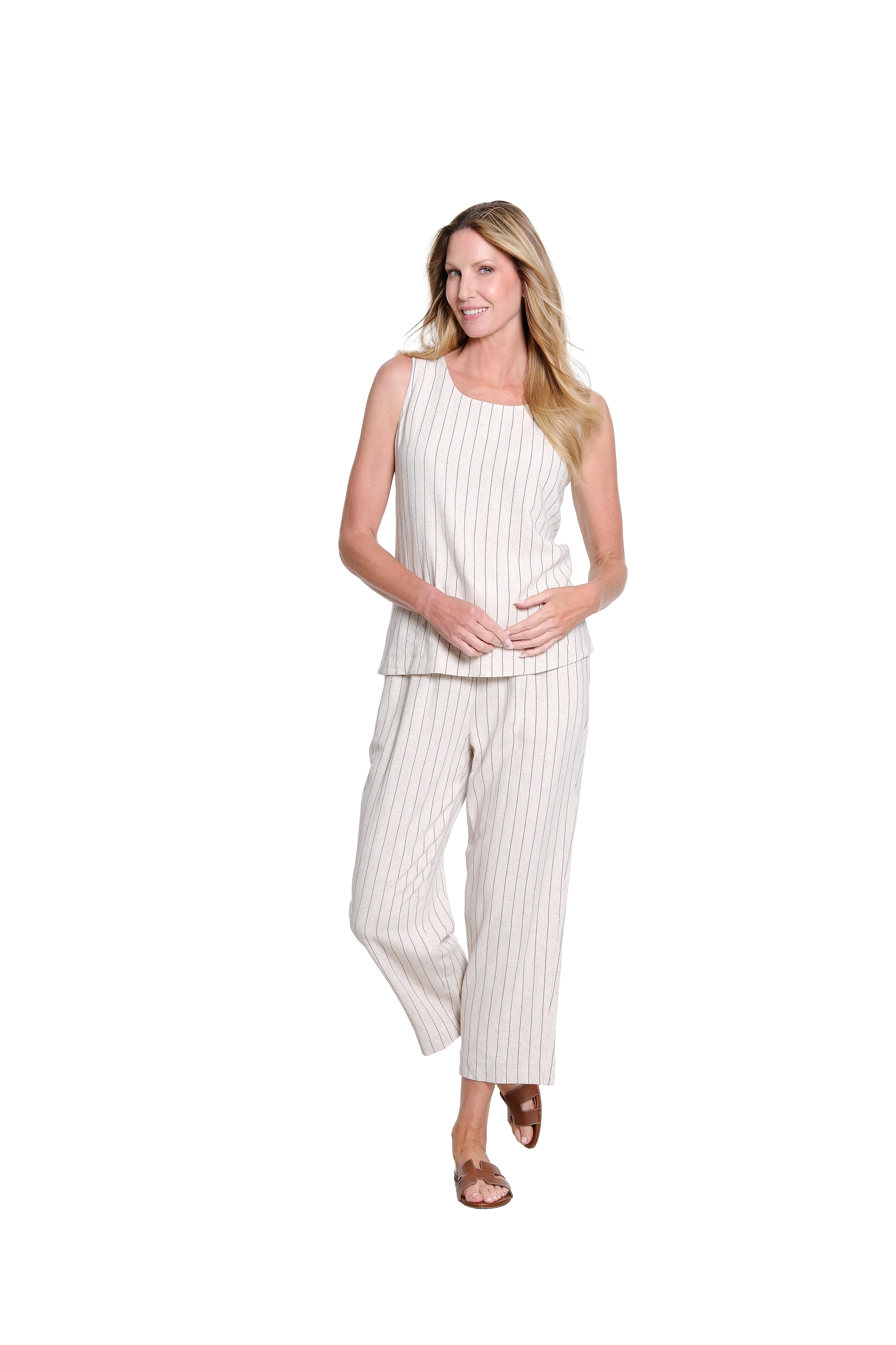 Stripe Pull-On Crop Pant - Plus - Flax