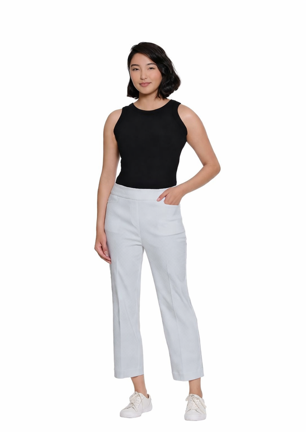 Jacquard Woven Crop Pant - Ice Grey