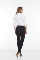 Pull-On Solid Narrow Leg Pant With Real Front Pockets - Black