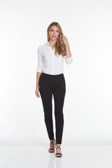 Pull-On Solid Narrow Leg Pant With Real Front Pockets - Black