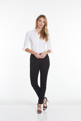 Pull-On Solid Narrow Leg Pant With Real Front Pockets - Black