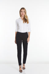 Pull-On Solid Narrow Leg Pant With Real Front Pockets - Black