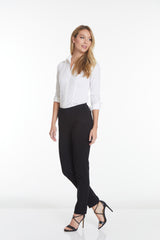 Pull-On Solid Narrow Leg Pant With Real Front Pockets - Black