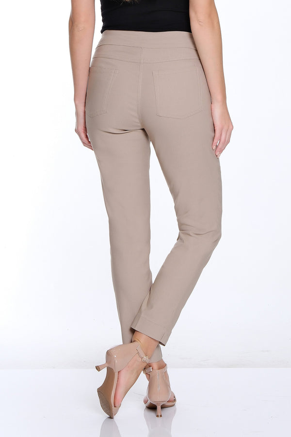 Plus Size Solid Fine Line Twill Ankle Pant - Stone