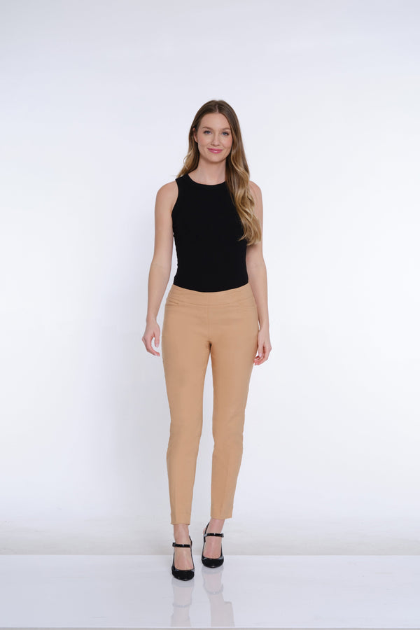 Solid Fine Line Twill Ankle Pant - Camel