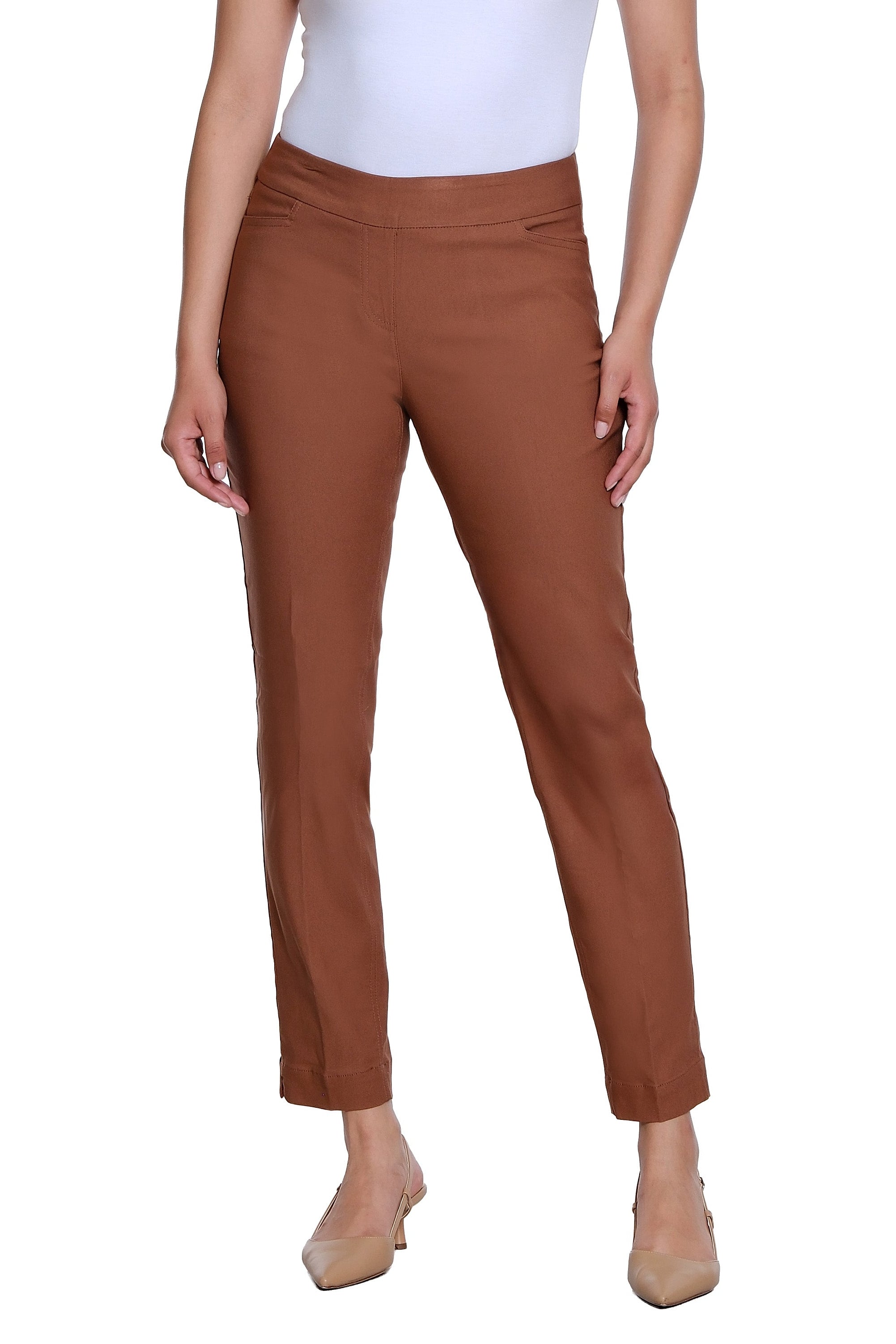Pull On Ankle Pant with Real Front and Back Pockets - Cocoa