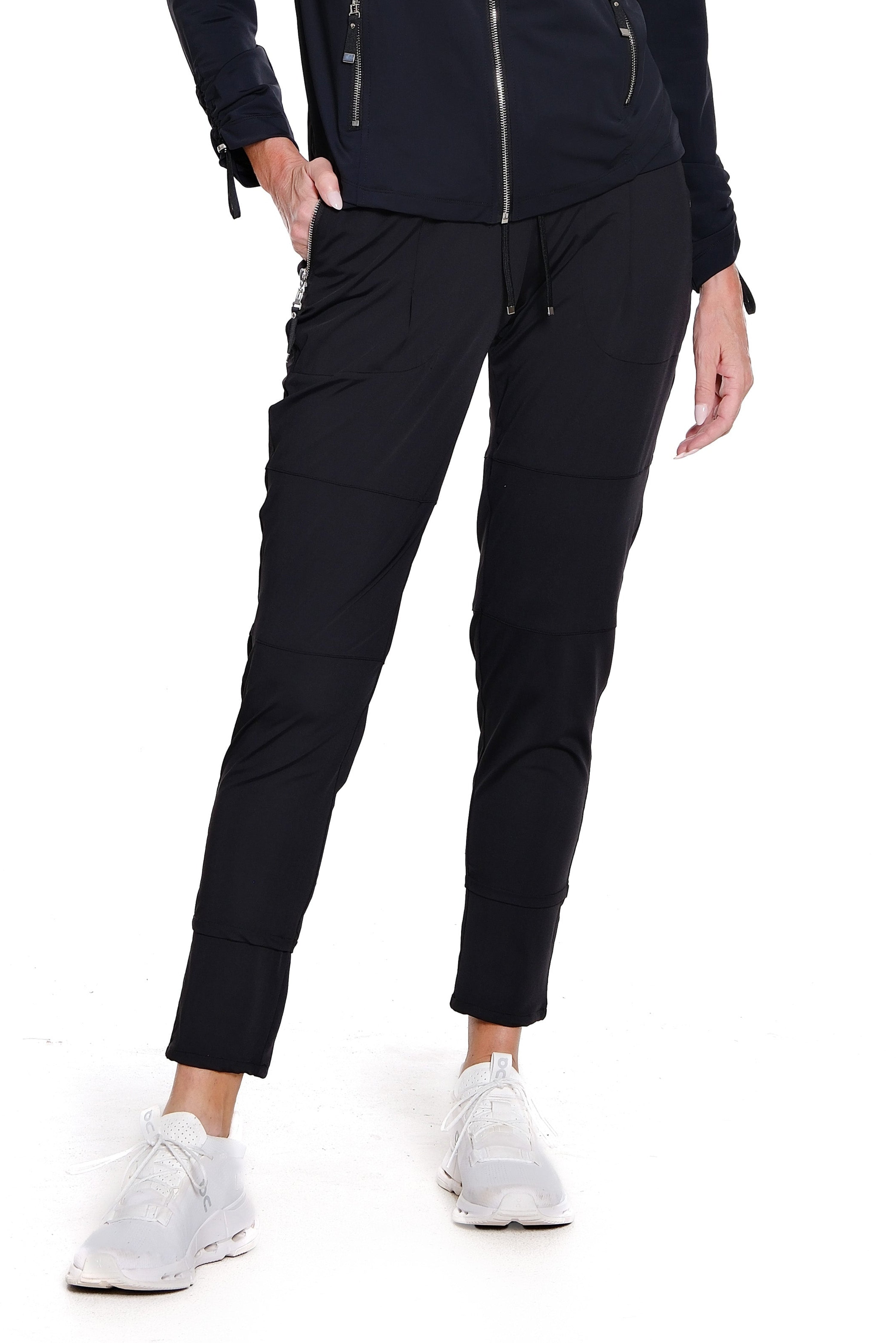 Jersey Knit Jogger Ankle Pant - Petite - Black