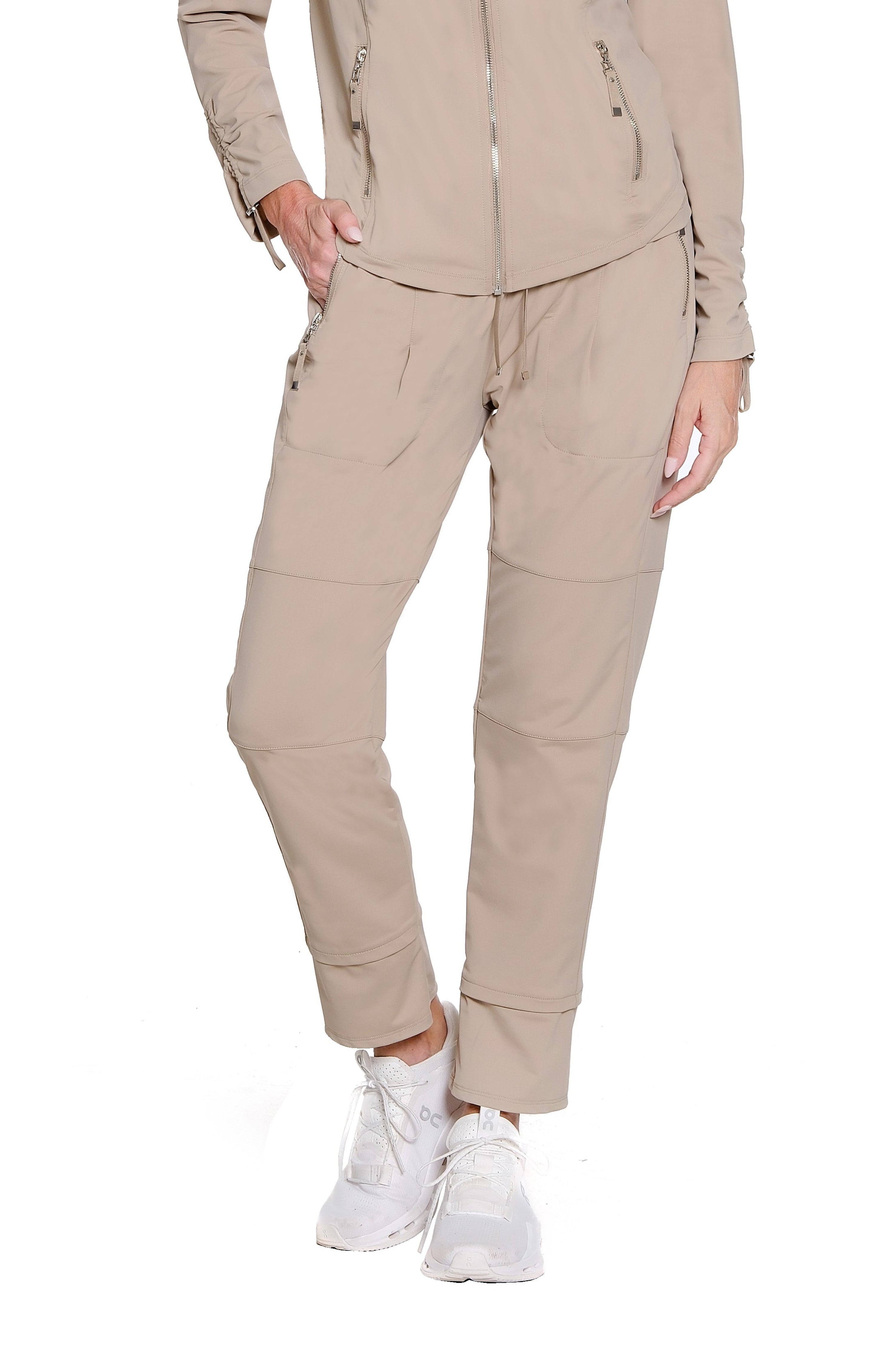 Stretch Knit Jogger Ankle Pant - Taupe