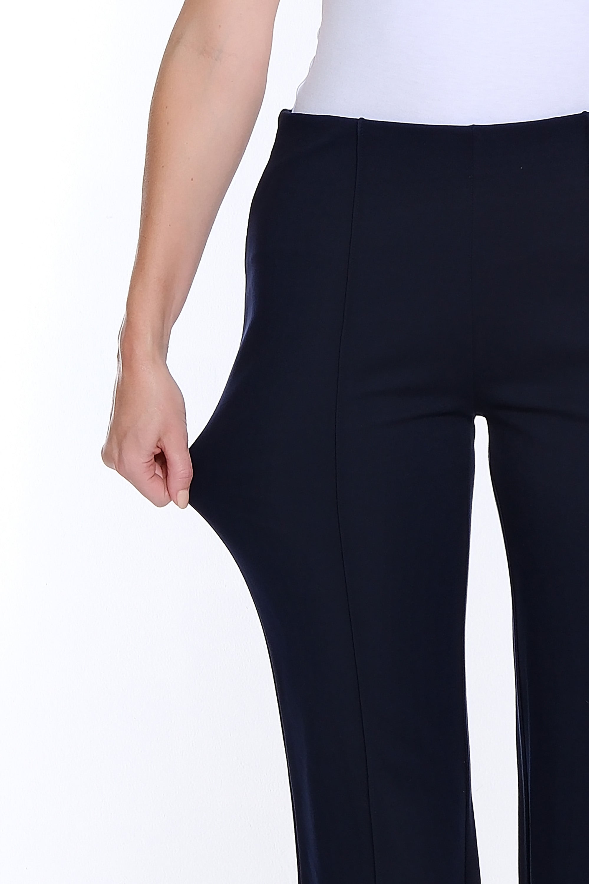 Stretch Ponte Pintuck Flare Leg Pant - Midnight