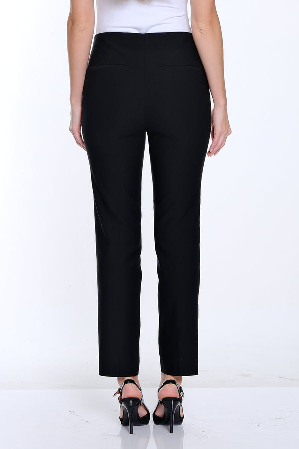 Pull-On Fine Line Twill Ankle Pant - Black