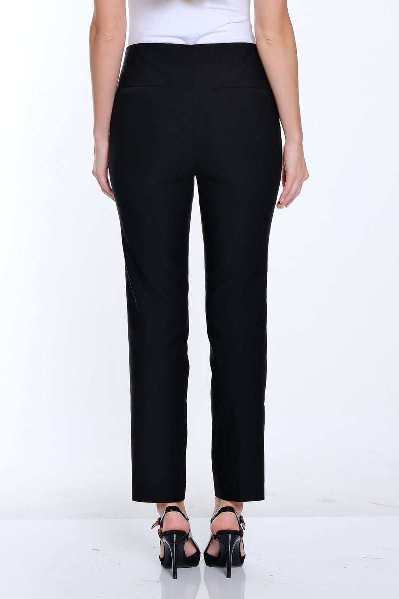 Pull-On Fine Line Twill Ankle Pant - Black