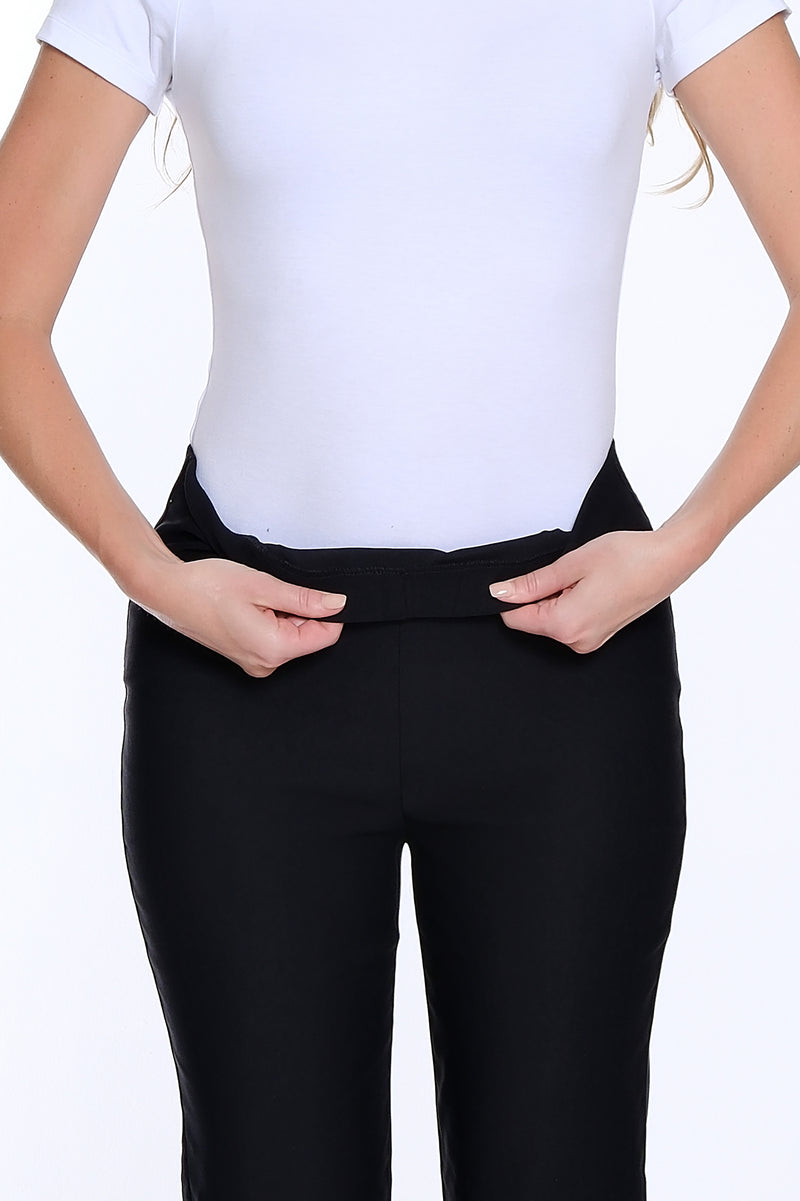 Pull-On Fine Line Twill Ankle Pant - Black