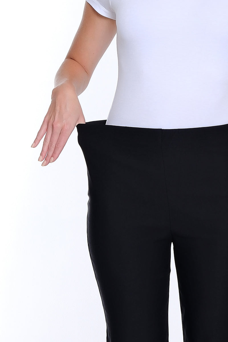 Pull-On Fine Line Twill Ankle Pant - Black