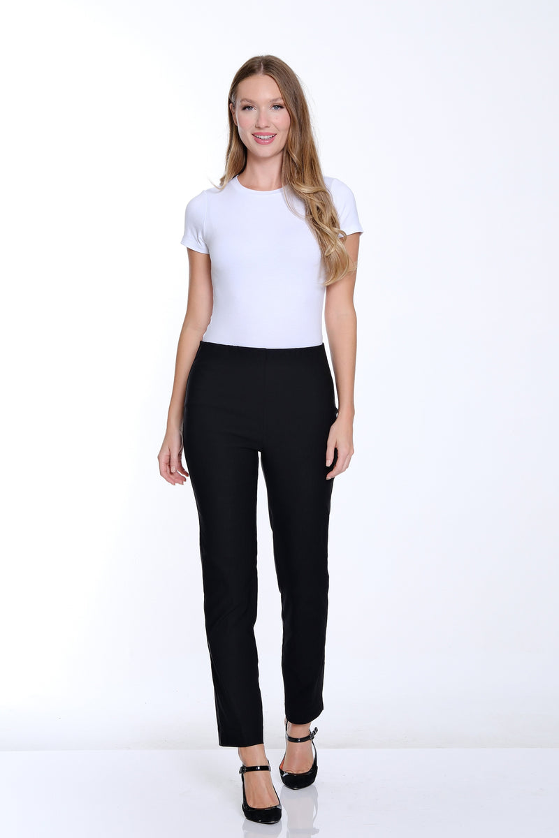 Pull-On Fine Line Twill Ankle Pant - Black