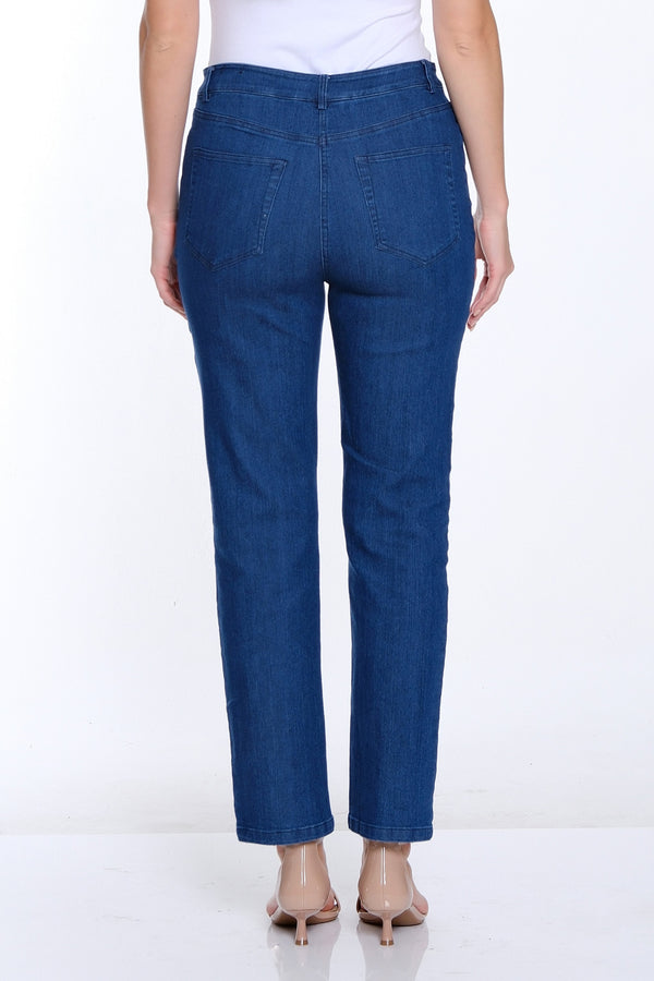 Silk Stretch Denim Ankle Jean - Dark Denim