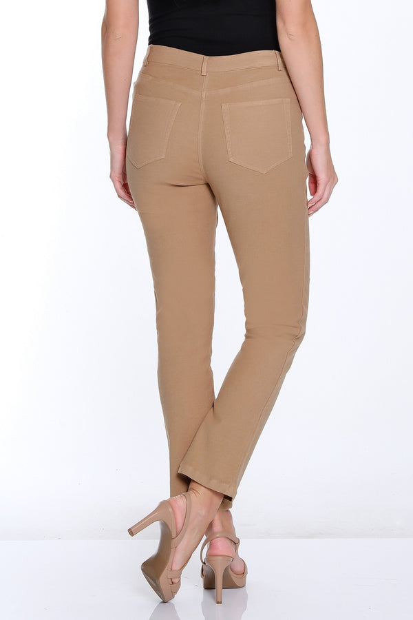 Silk Stretch Denim Ankle Jean - Tan