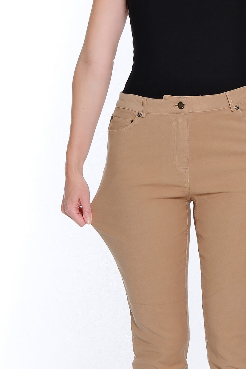 Silk Stretch Denim Ankle Jean - Tan