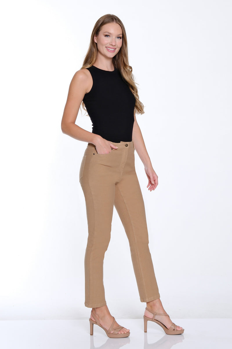 Silk Stretch Denim Ankle Jean - Tan
