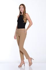 Silk Stretch Denim Ankle Jean - Tan