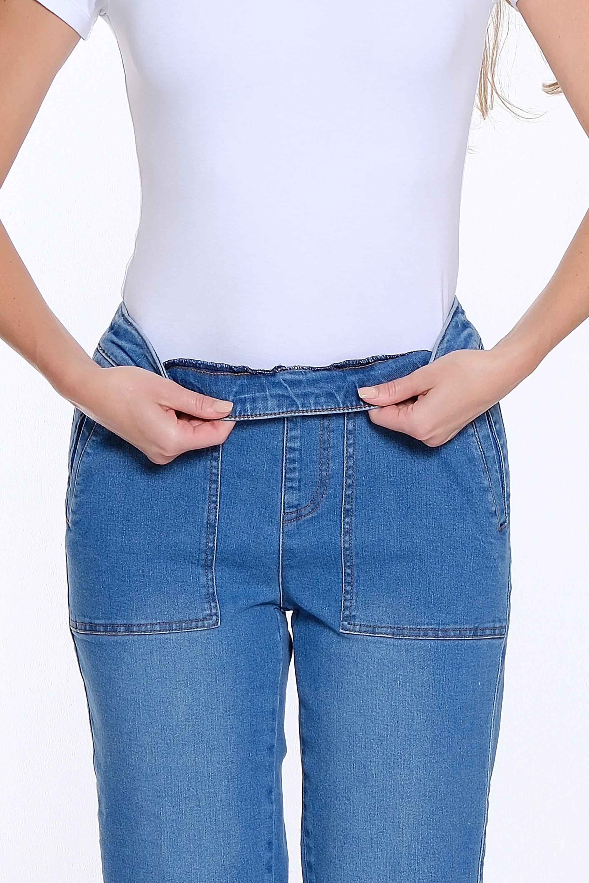 Wide Leg Crop Denim Jean with Fringe Hem - Medium Indigo