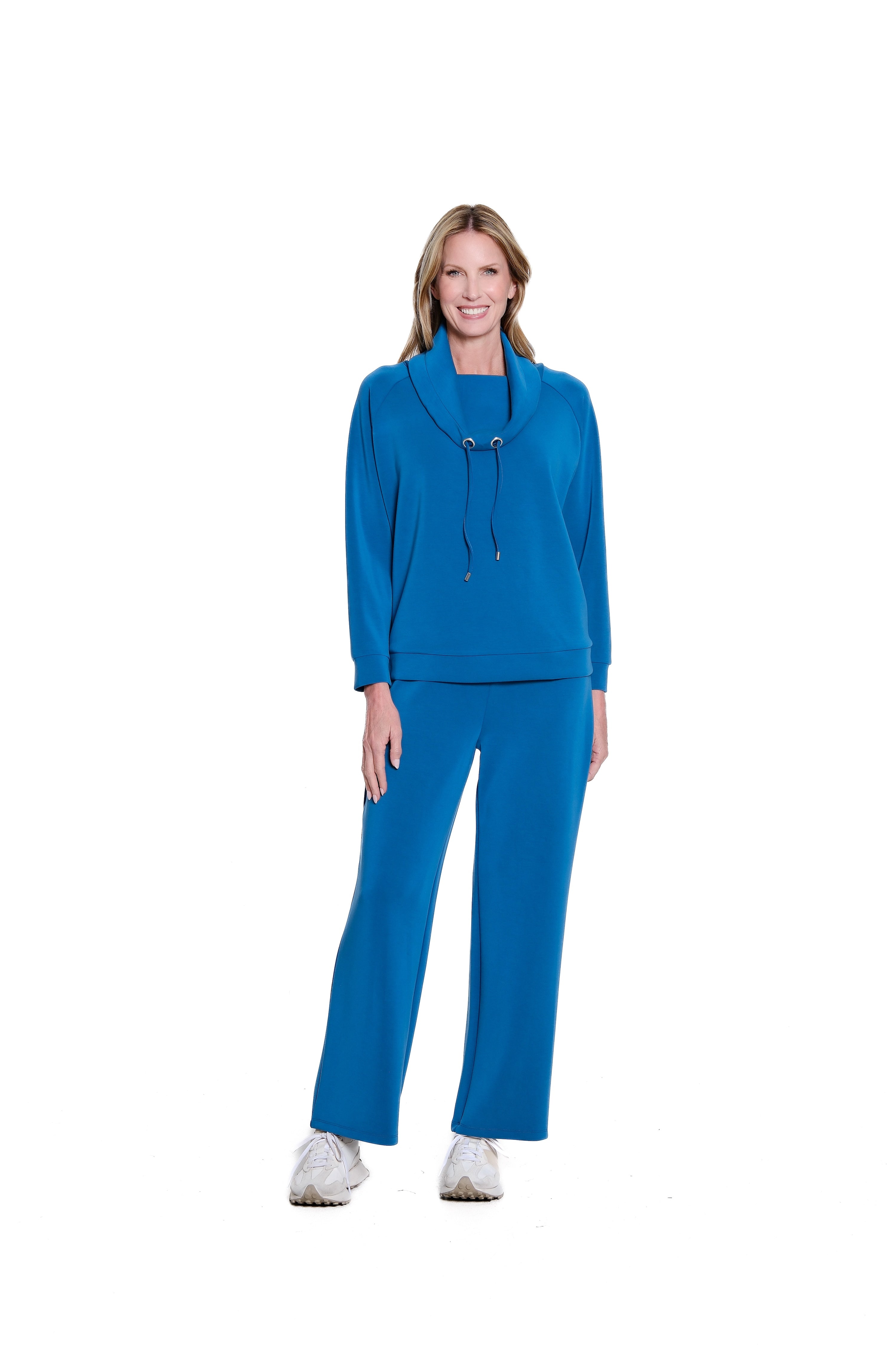 Wide Band Knit Wide Leg Ankle Pant - Plus - Peacock