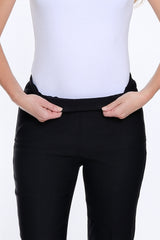 Denim Crop Jean with Eyelet Embroidered Fringe Hem - Black Denim