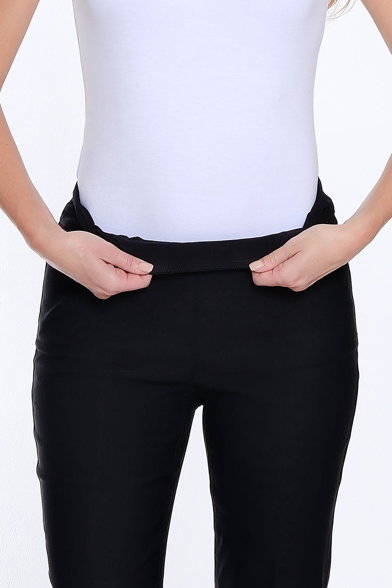 Denim Crop Jean with Eyelet Embroidered Fringe Hem - Black Denim