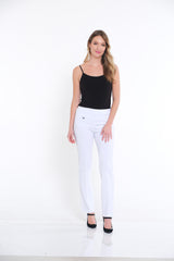 Wide Band Pull On Solid EASE-Y-Fit Knit Relaxed Pant - White