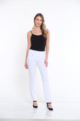 Wide Band Pull On Solid EASE-Y-Fit Knit Relaxed Pant - White