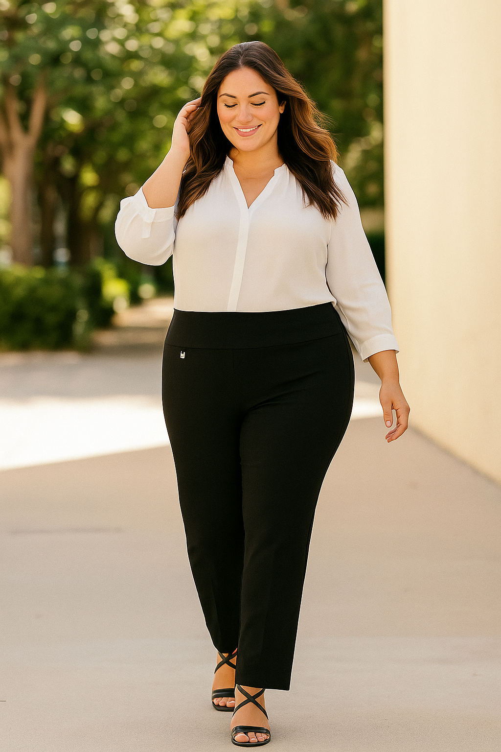 Plus Size Solid EASE-Y-Fit Knit Relaxed Pant - Black