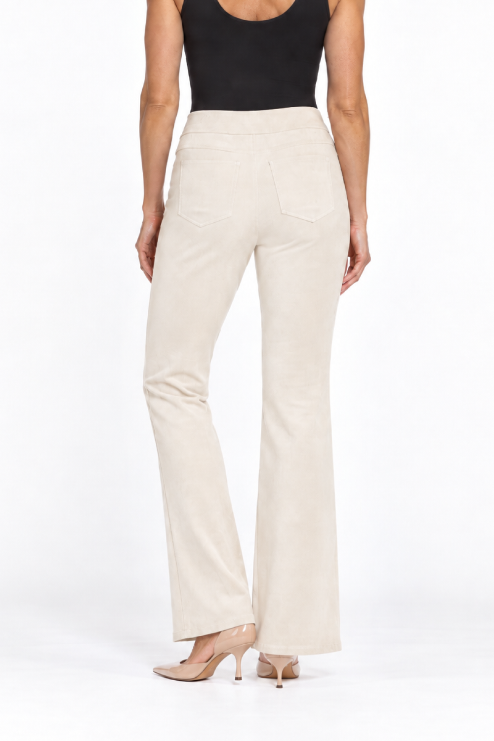 Winter White Pull-On Stretch Suede Flare Jean