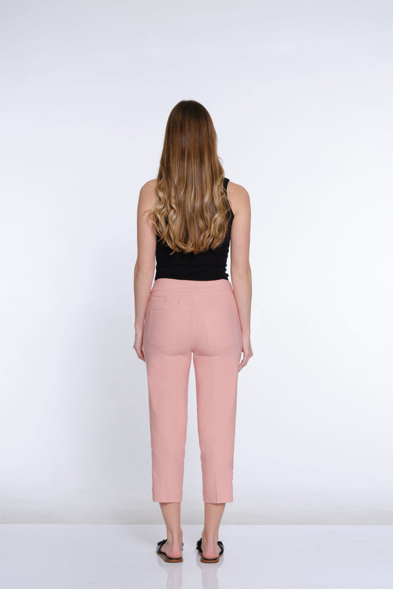 Twill Crop Pant with Zig-Zag Strap Hem - Blush