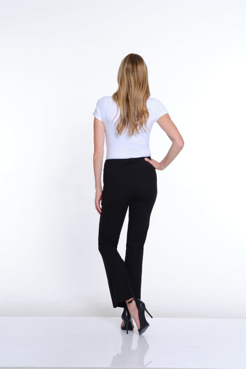 Flare Leg Solid EASE-Y-Fit Knit Pant - Black