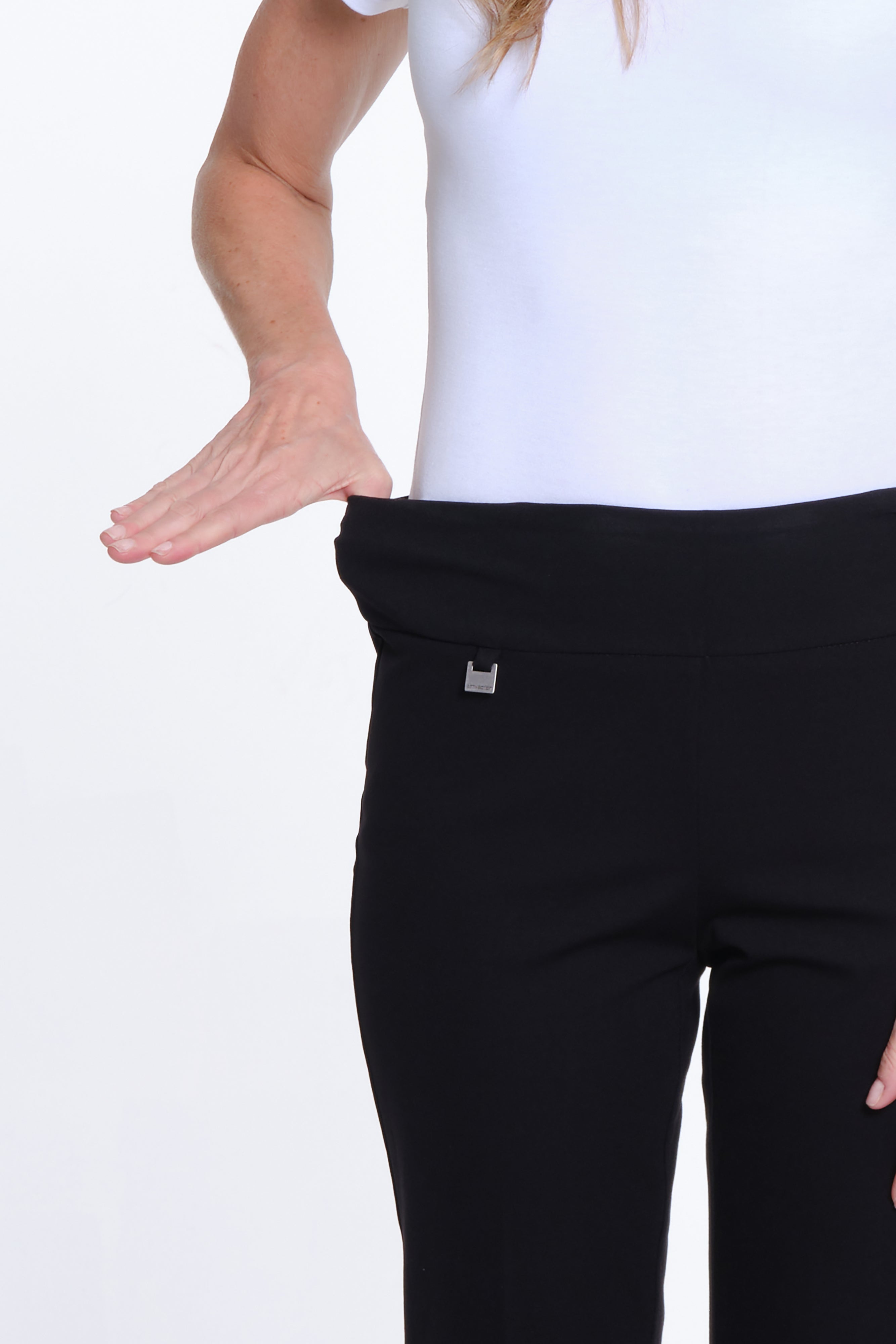 Flare Leg Solid EASE-Y-Fit Knit Pant - Black
