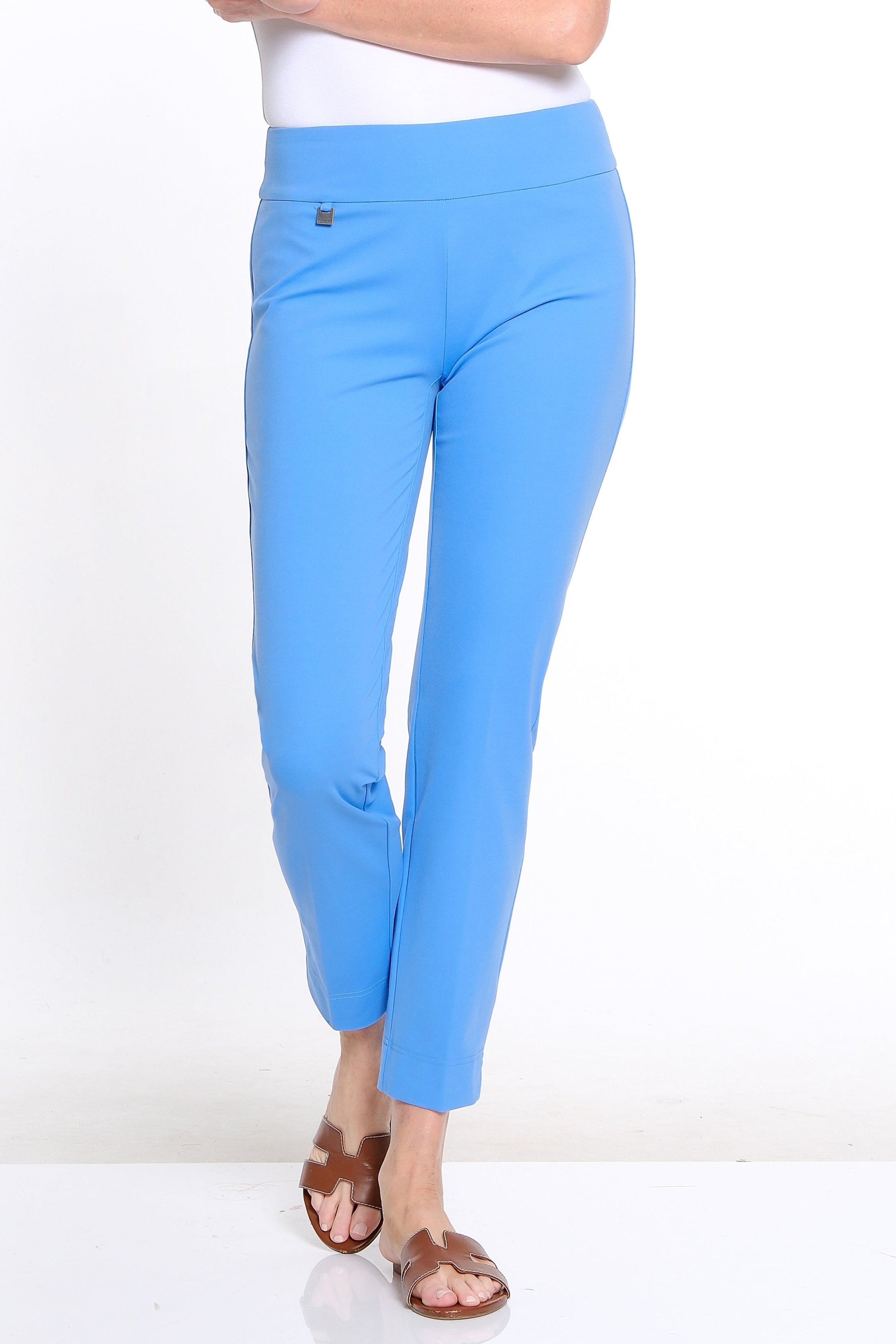 Pull-On Solid Ease-Y-Fit Knit Ankle Leg Pant - French Blue