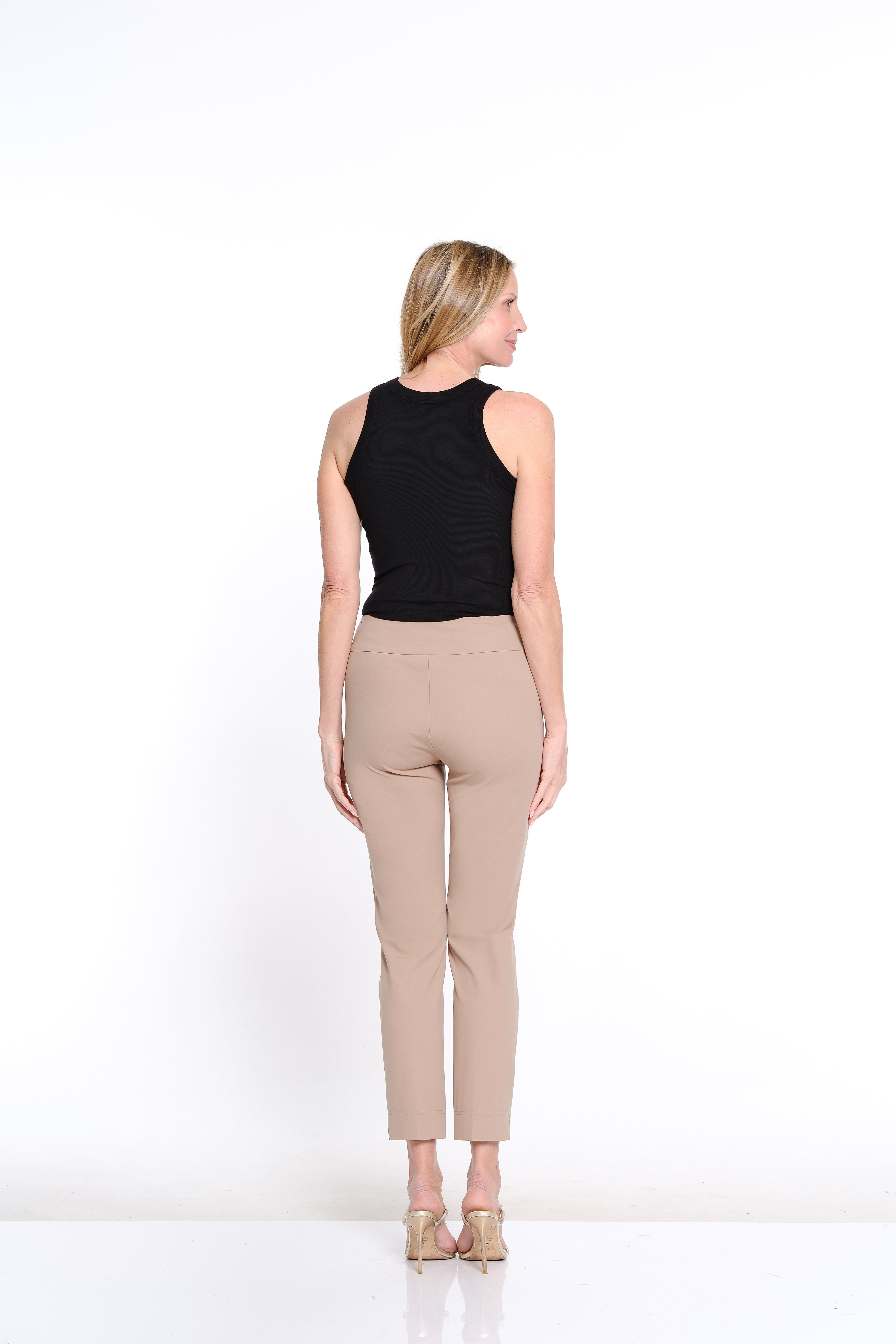 Pull-On Solid Ease-Y-Fit Knit Ankle Leg Pant - Taupe