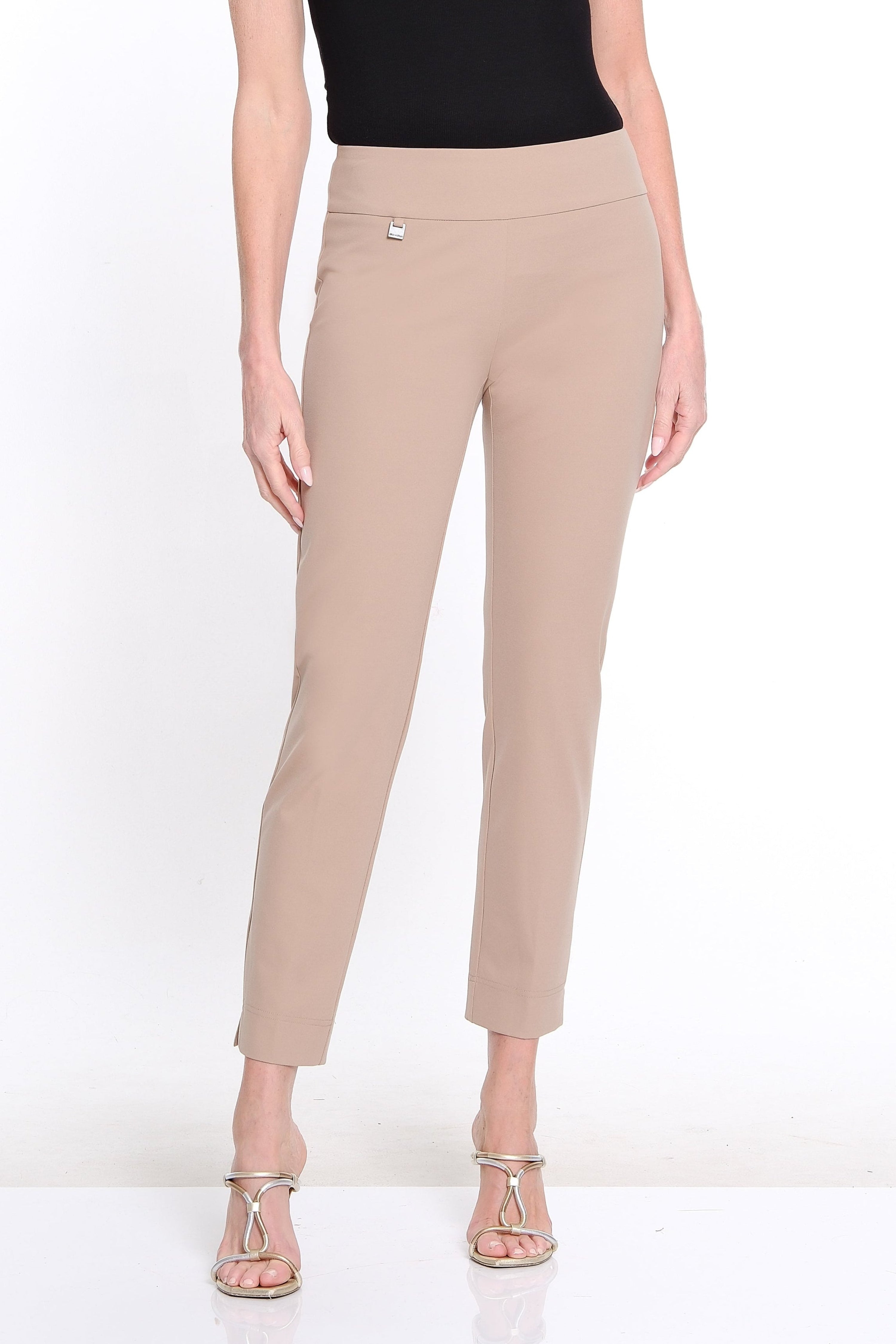 Pull-On Solid Ease-Y-Fit Knit Ankle Leg Pant - Taupe